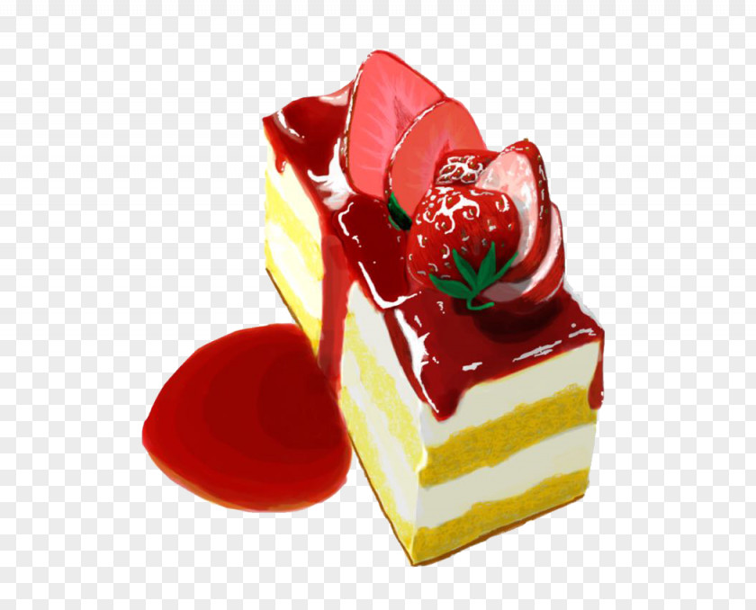 Strawberry Mousse Cake Painted Material Cream Gelatin Dessert Petit Four Frozen PNG