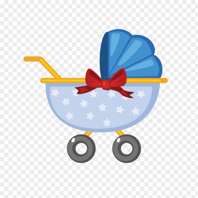 Vector Blue Star Bow Creative Stroller Child Euclidean Bib Baby Transport Icon PNG
