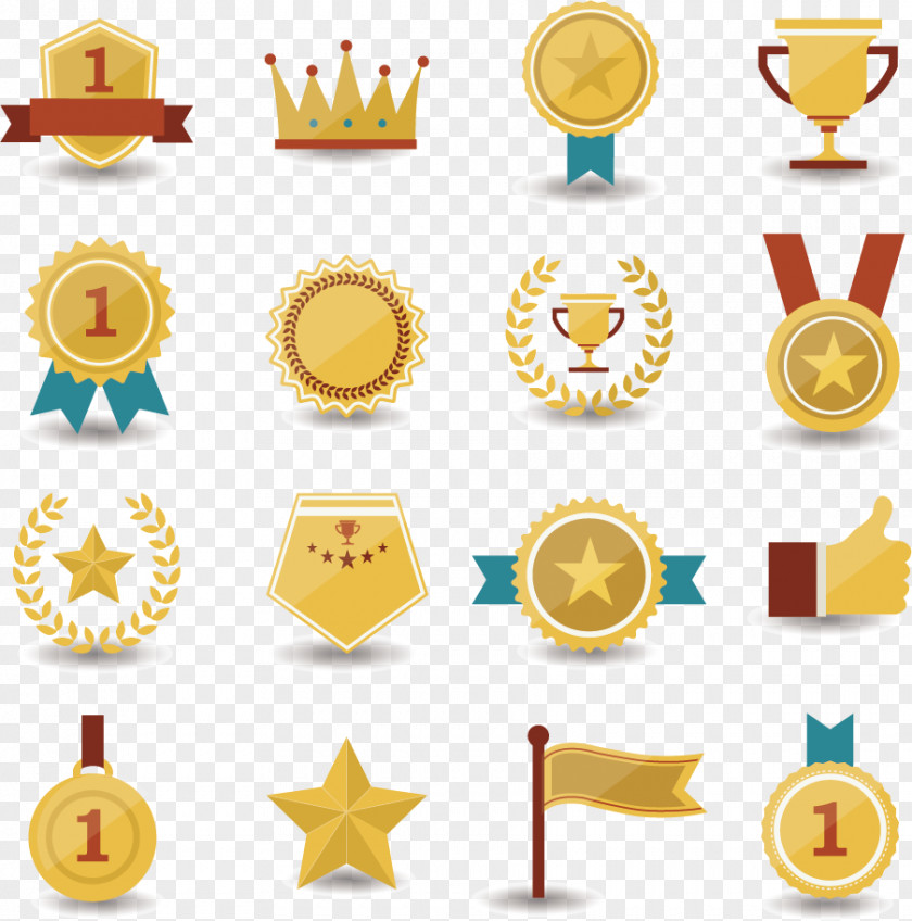 Medal Badges Vector Material Prize Award Trophy Icon PNG