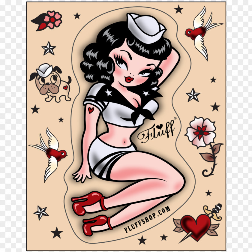 Pin-up Girl Drawing Rockabilly PNG girl , old school Tattoo clipart PNG