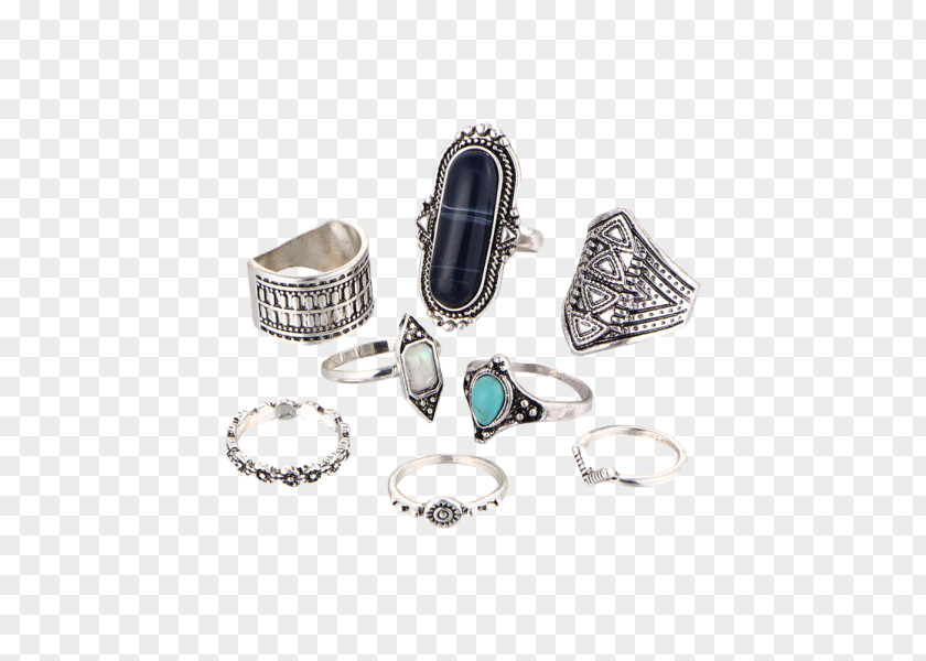 Turquoise Flower Ring Gemstone Silver Jewellery Bijou PNG