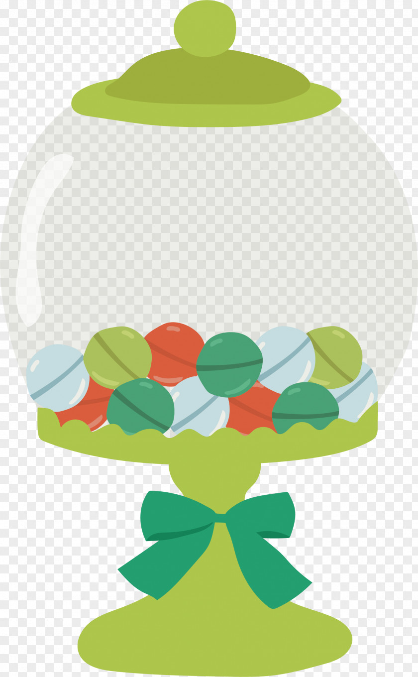 Green Glass Candy Jar Cotton Lollipop Clip Art PNG