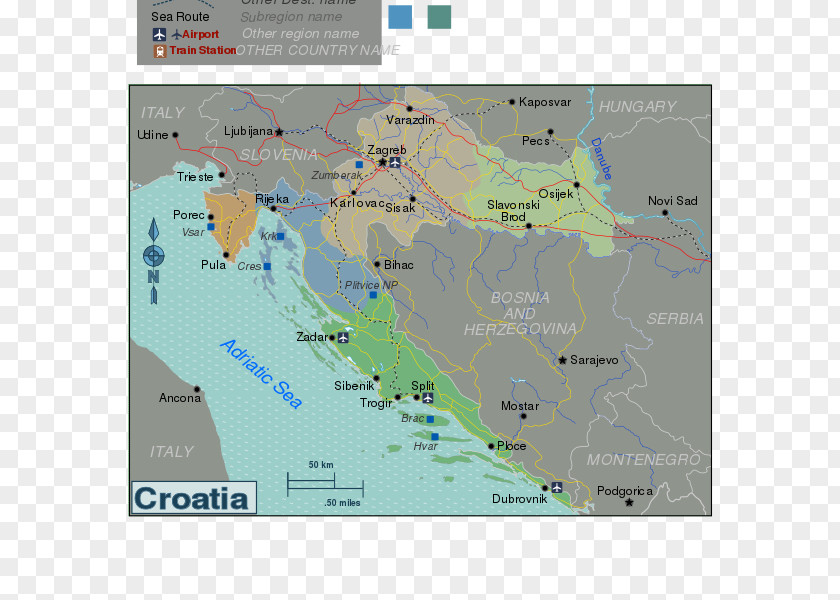 Map Dubrovnik Hvar Split Istria Adriatic Sea PNG