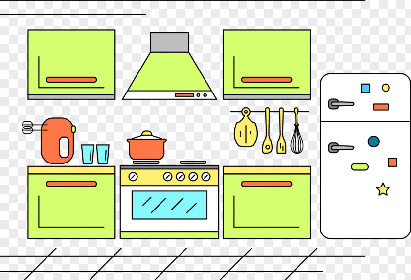 Vector Kitchen Table Utensil Refrigerator PNG