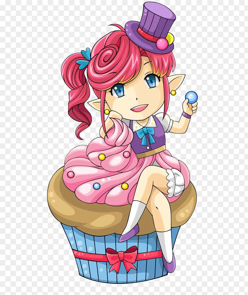 Princess Ice Cream Cupcake Dessert Illustration PNG