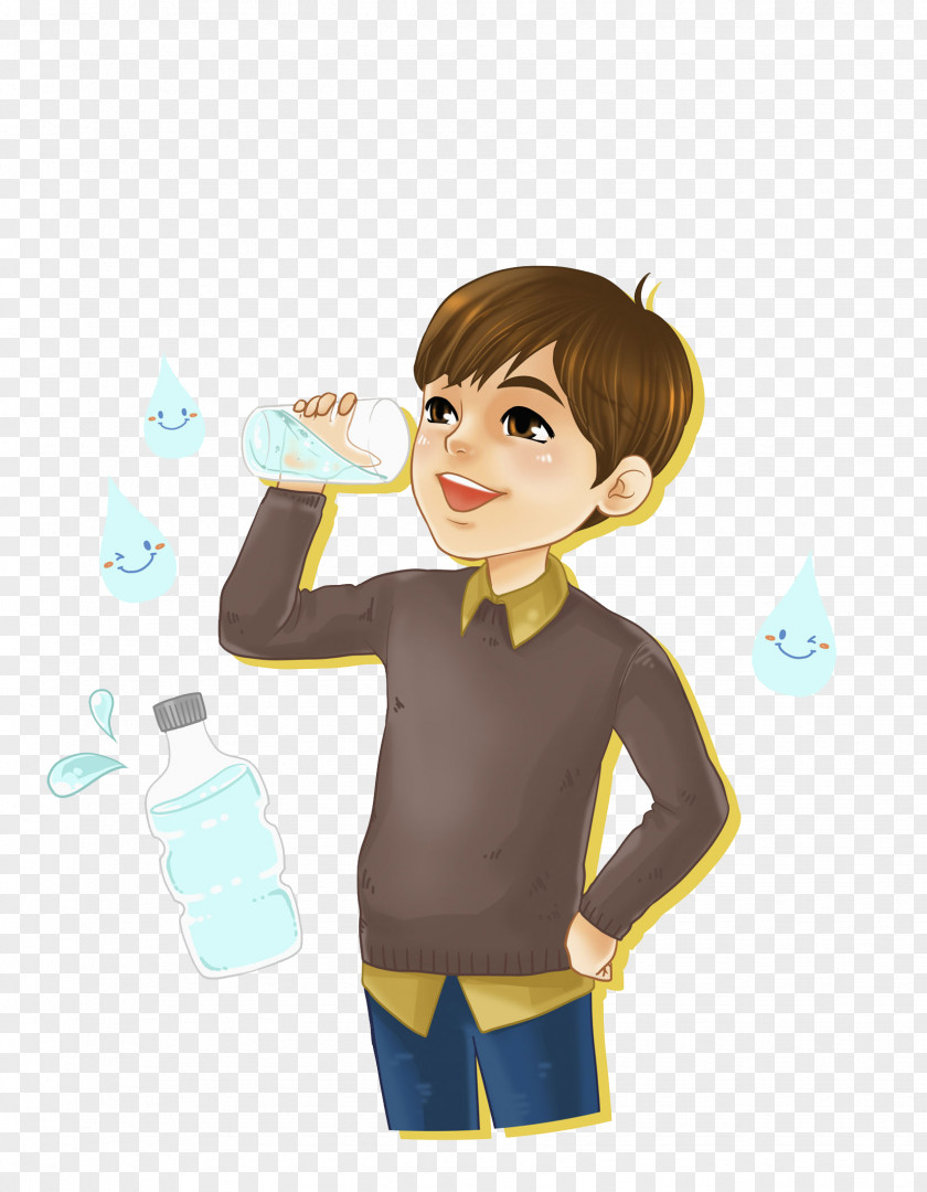 Boy Drink Water PNG