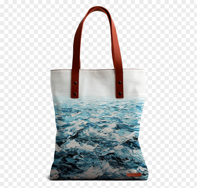Hand Painted Cherry Blossoms Tote Bag Shoulder Turquoise Product PNG