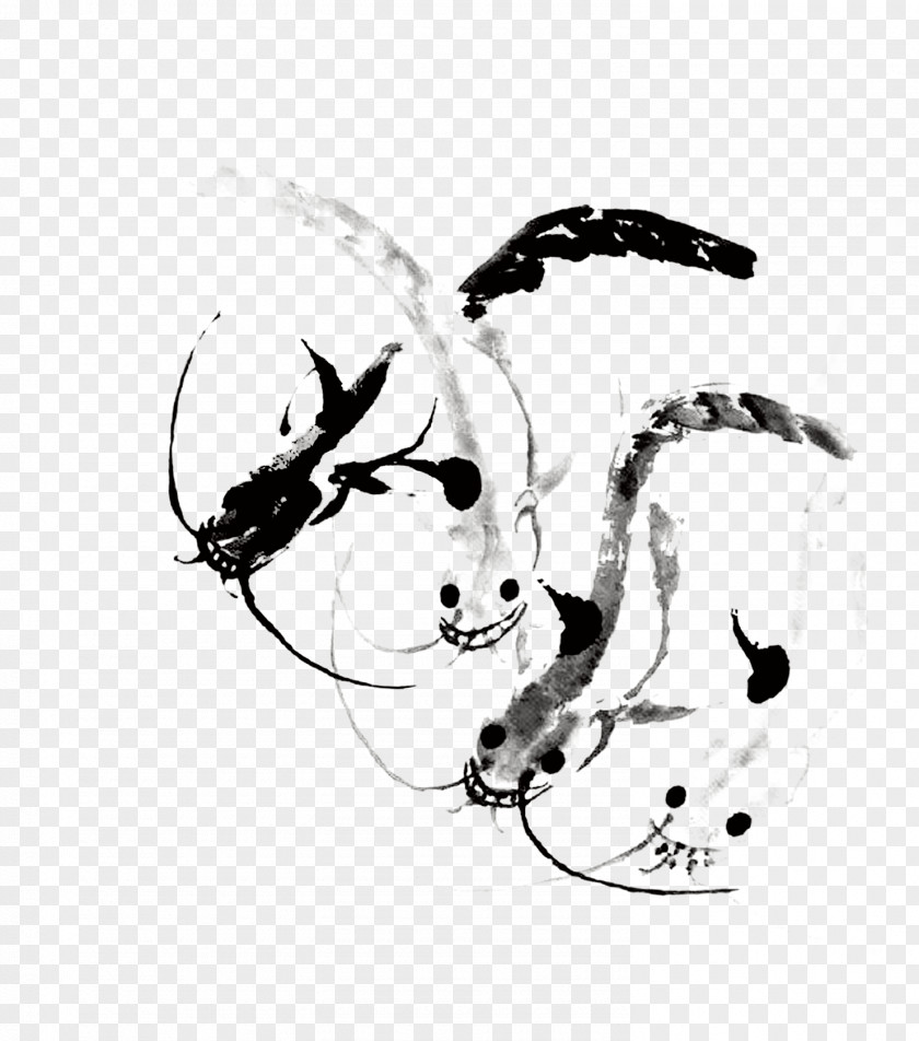 Ink Fish Wash Painting Graphic Design PNG
