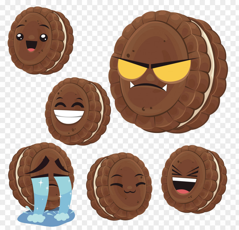 Cartoon Cookie Expression Bag Chocolate Chip Sandwich Bakery PNG