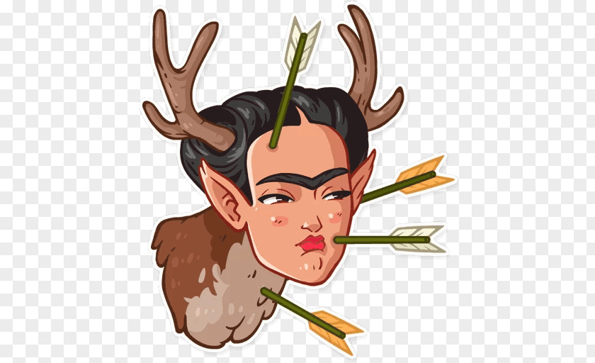 Reindeer Frida Kahlo Telegram Sticker Clip Art PNG