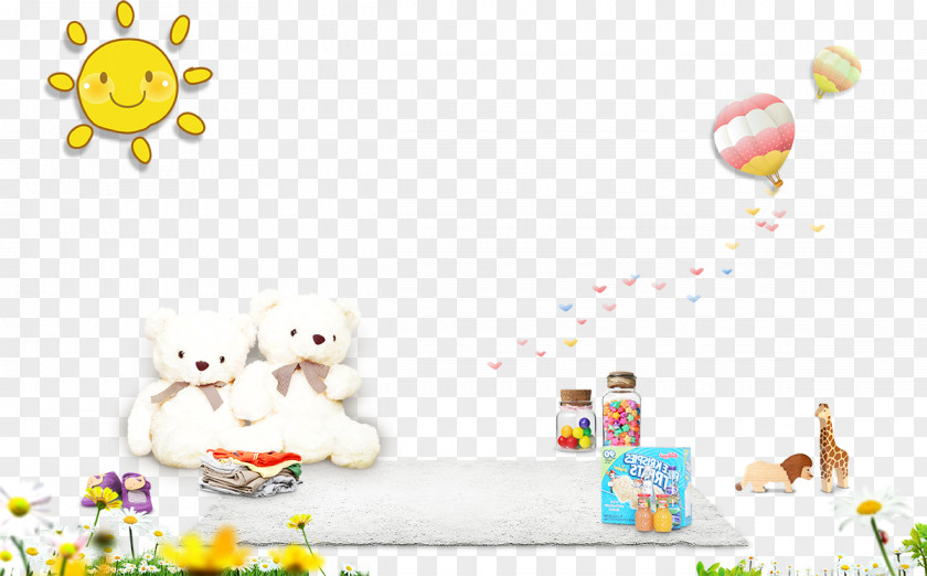 Cartoon Sun With Carpet Bear Stuffed Toy Child PNG