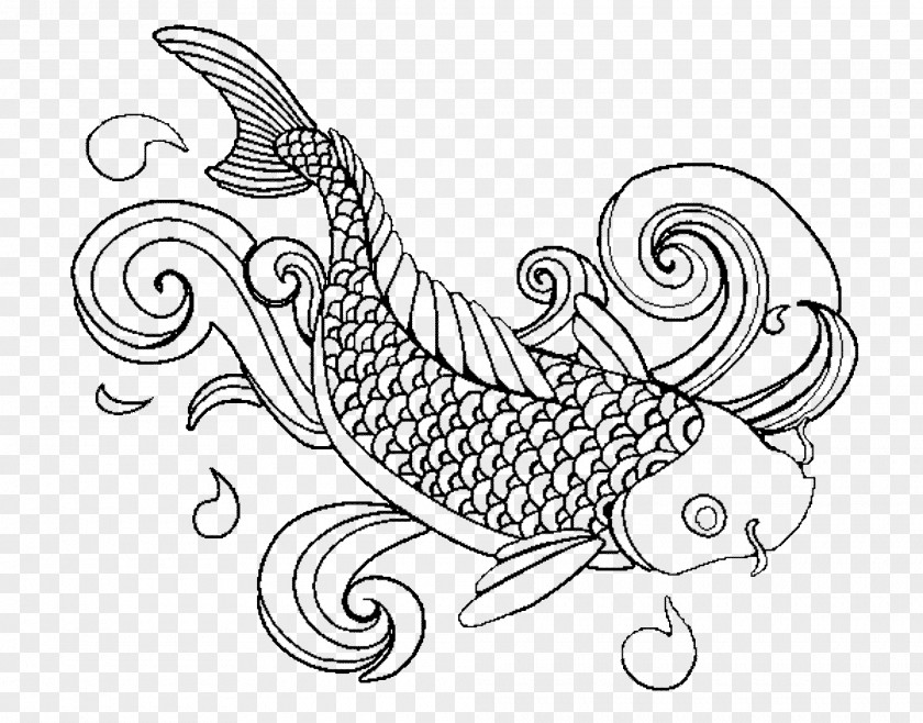 Fish Koi Coloring Book Adult PNG