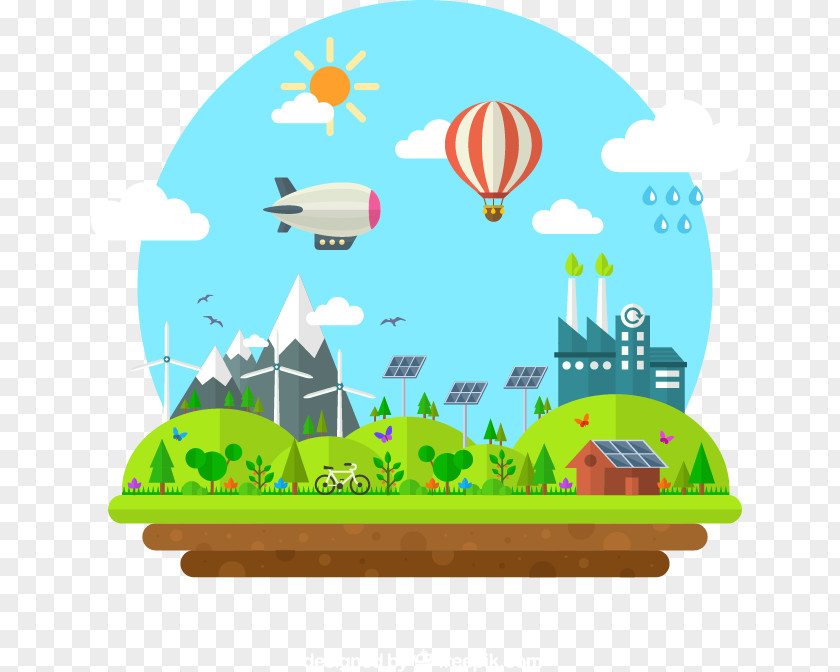 Green Energy City Euclidean Vector Landscape Illustration PNG