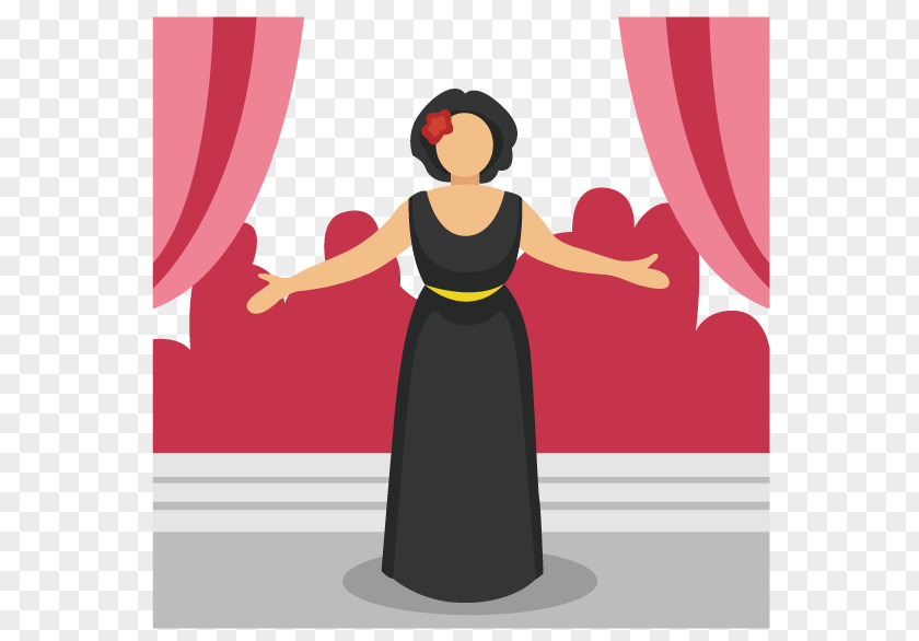 Vector Singing Lady Concert Stage Clip Art PNG