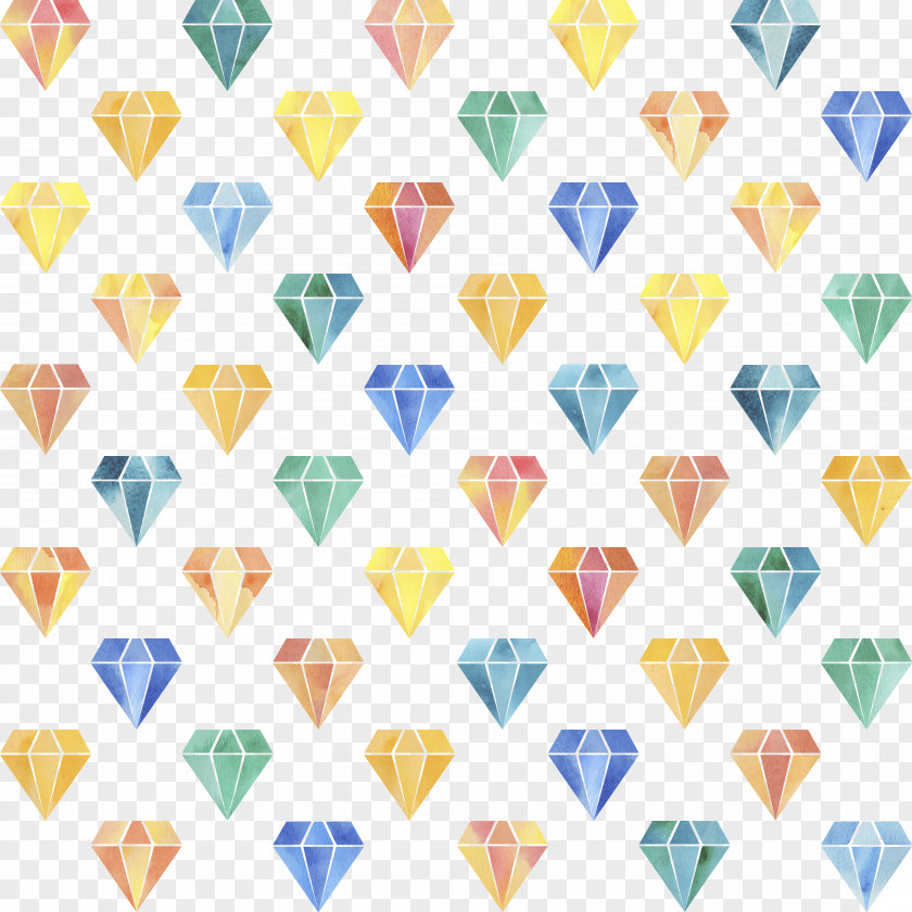 Diamond Color Shading Watercolor Painting Beach Apartment Pattern PNG