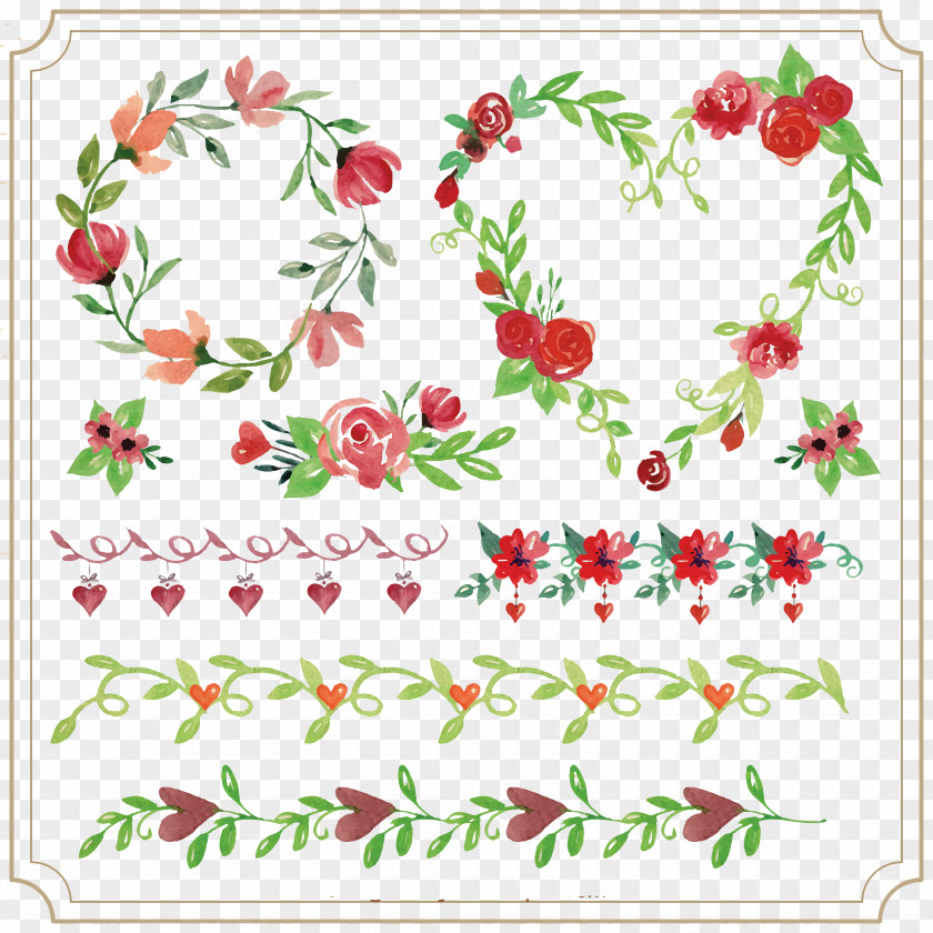 Seven Watercolor Floral Decoration Vector Material Download Beach Rose Flower Euclidean PNG