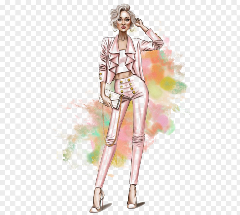 European And American Fashion Woman Sketchbook Illustration Drawing PNG