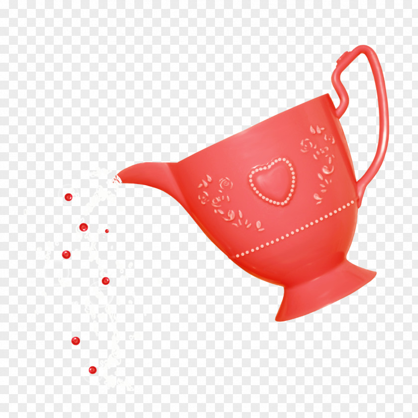 Red Kettle Teapot Coffee Cup PNG