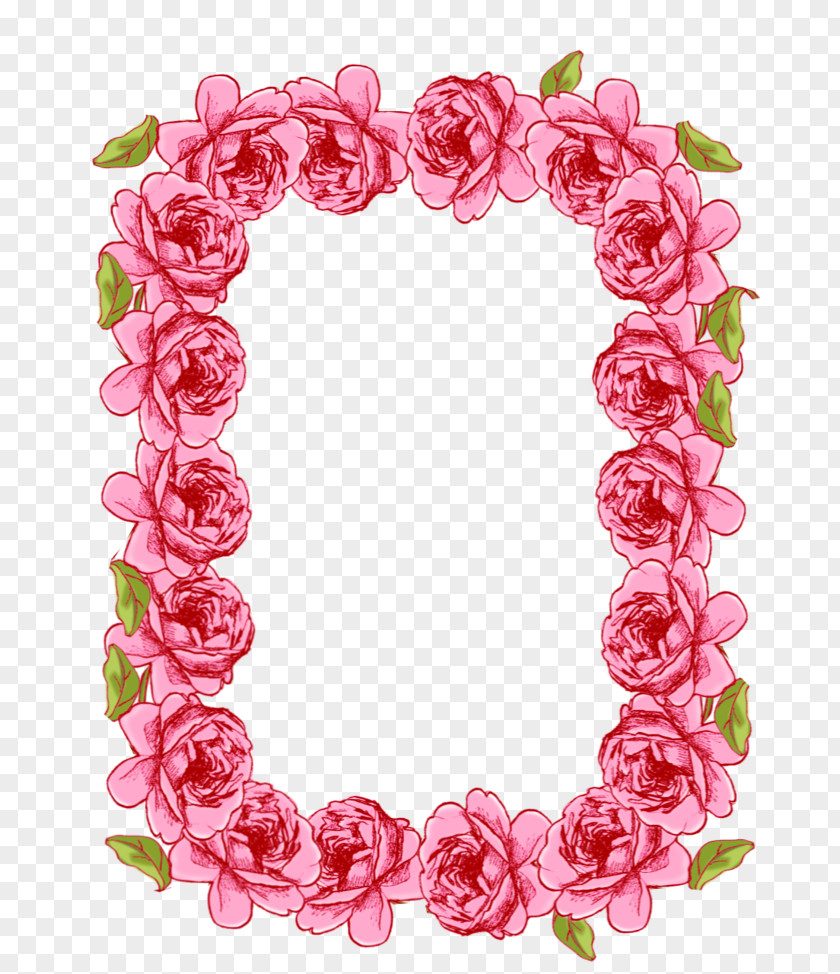 Picture Frame Heart Pink Flower PNG