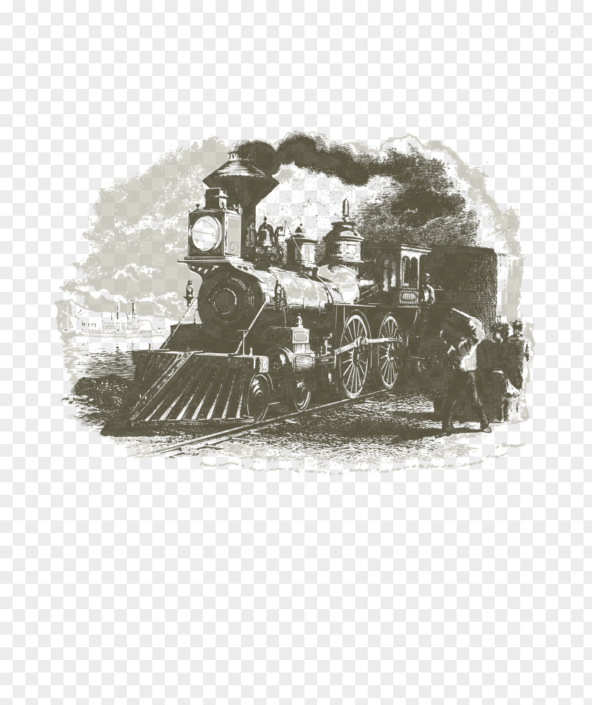 Steam Locomotive Vehicle White Font PNG