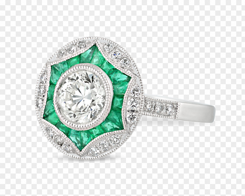Emerald Silver Body Jewellery PNG
