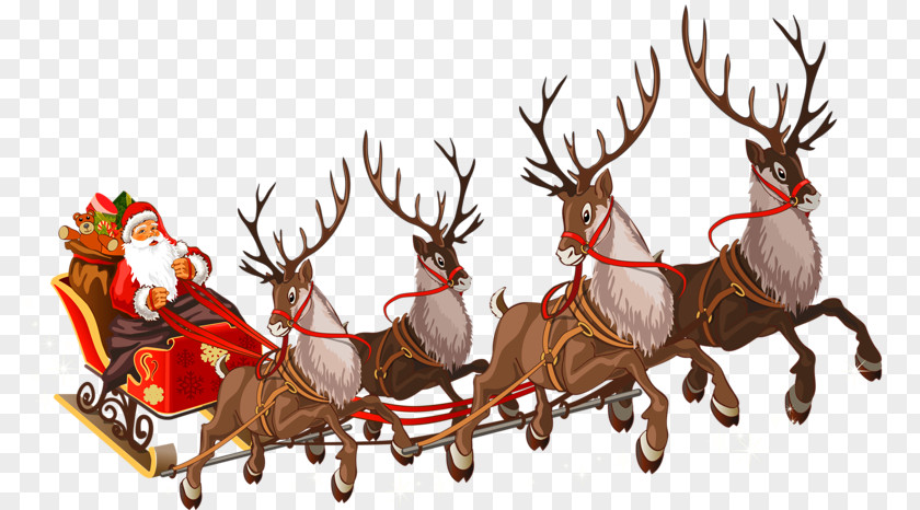 Santa Claus Mrs. Rudolph Sled PNG