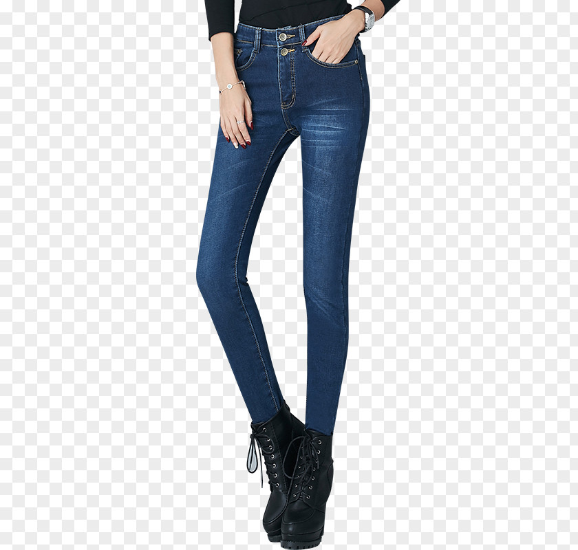 Taobao Material Jeans Denim Cobalt Blue Waist Leggings PNG