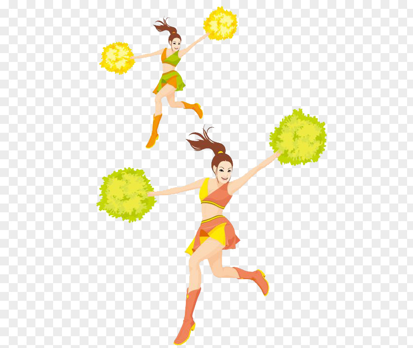 Cartoon Beauty Cheerleader Dance PNG