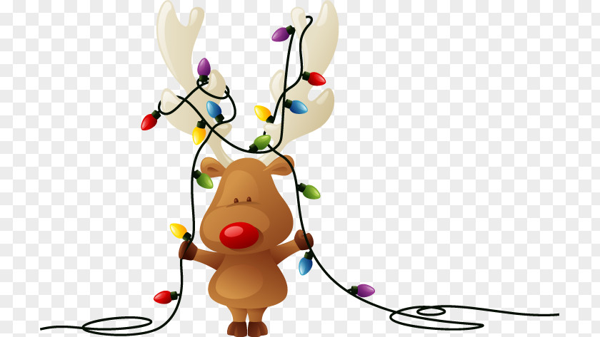 Christmas Lights Best Clipart Rudolph Reindeer Santa Claus Card PNG