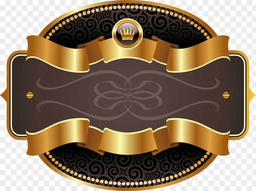 Golden Ribbon Label Logo PNG