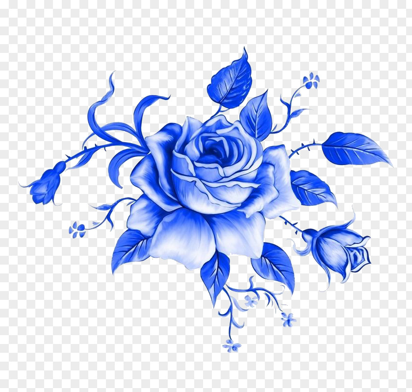 Flower Blue Rose Drawing Vintage Clothing PNG