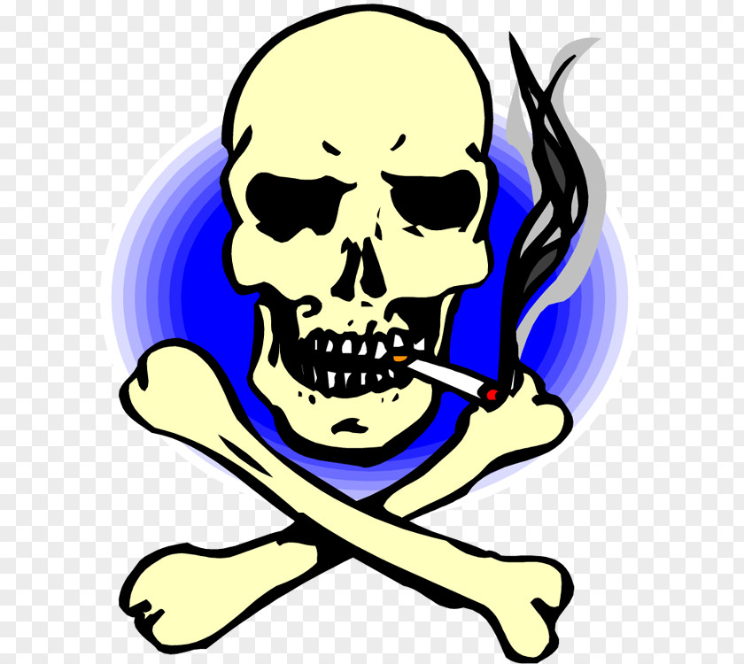 Skull And Crossbones Smoking Of A Skeleton With Burning Cigarette Clip Art PNG