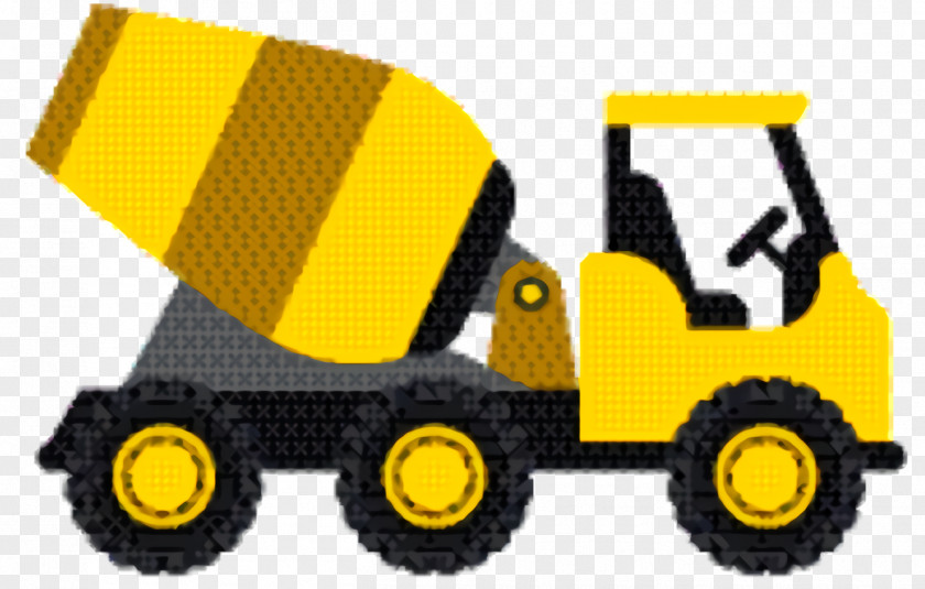 Wheel Concrete Mixer Drawing Yellow PNG