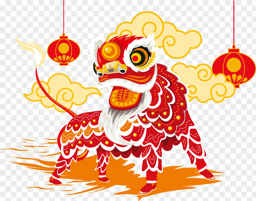Lion Dance Color Image Chinese New Year PNG
