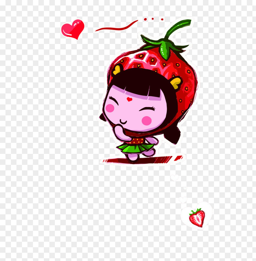 Strawberry Baby Cartoon Illustration PNG