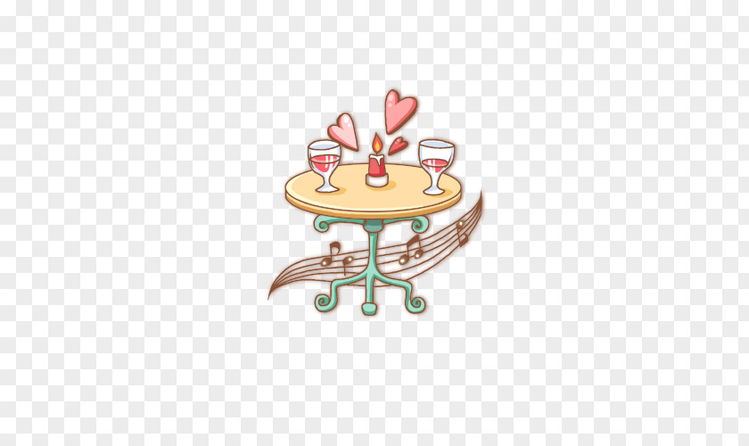 Hand-painted Table With Glasses And Notes Icon PNG