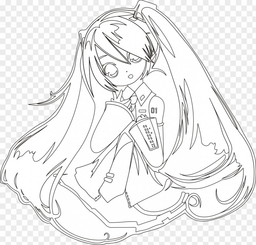 Hatsune Miku Line Art Drawing KIII PNG