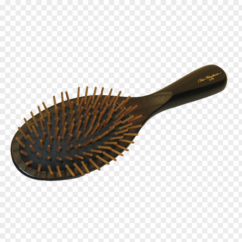 Butter Wood Hairbrush Comb Oblong Bristle PNG