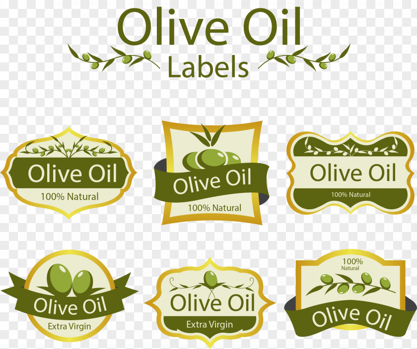 Vector Hand Painted Olive Oil Label Mediterranean Cuisine PNG