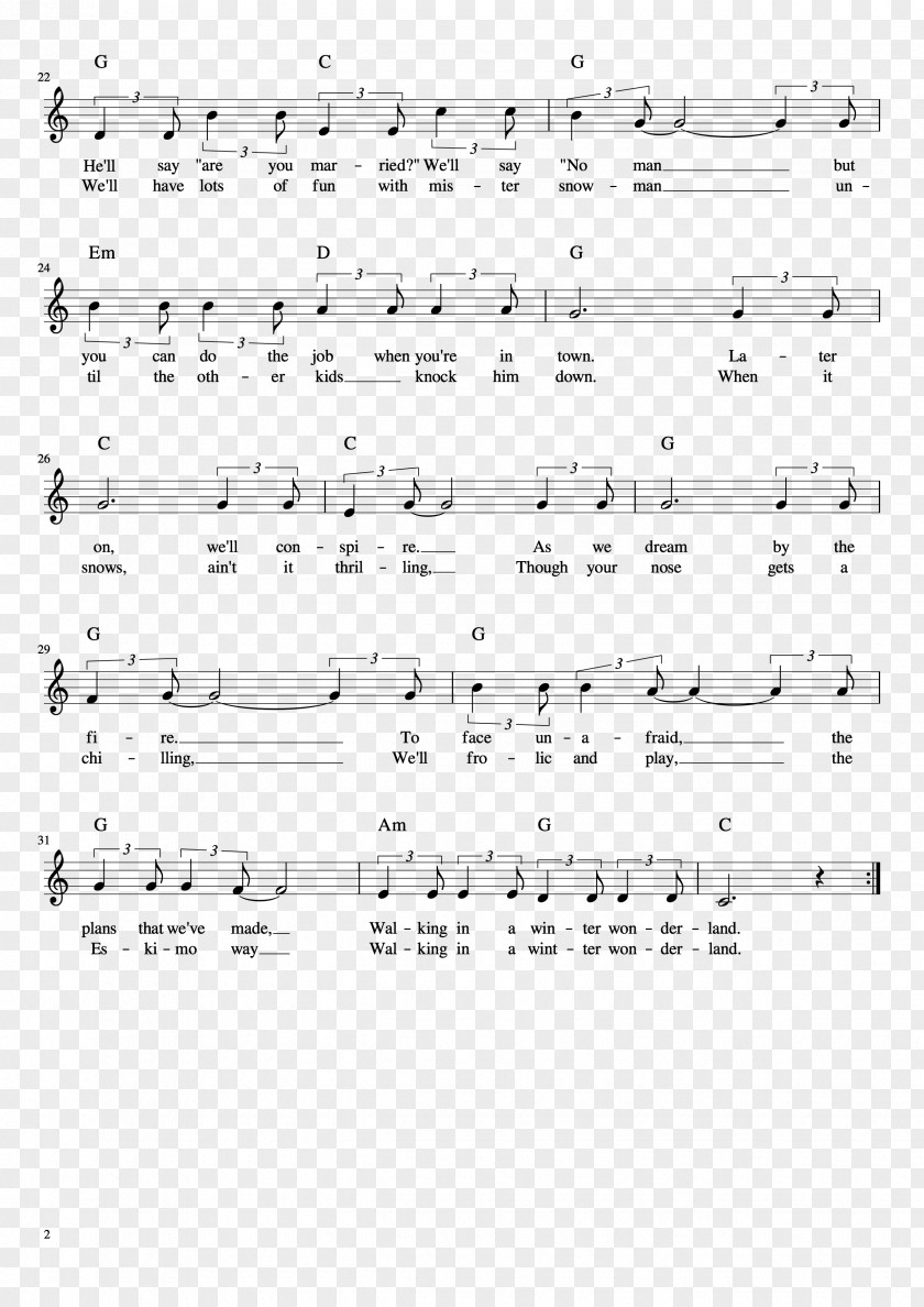 Winter Wonderland Sheet Music Chord Lead PNG sheet, sheet music clipart PNG