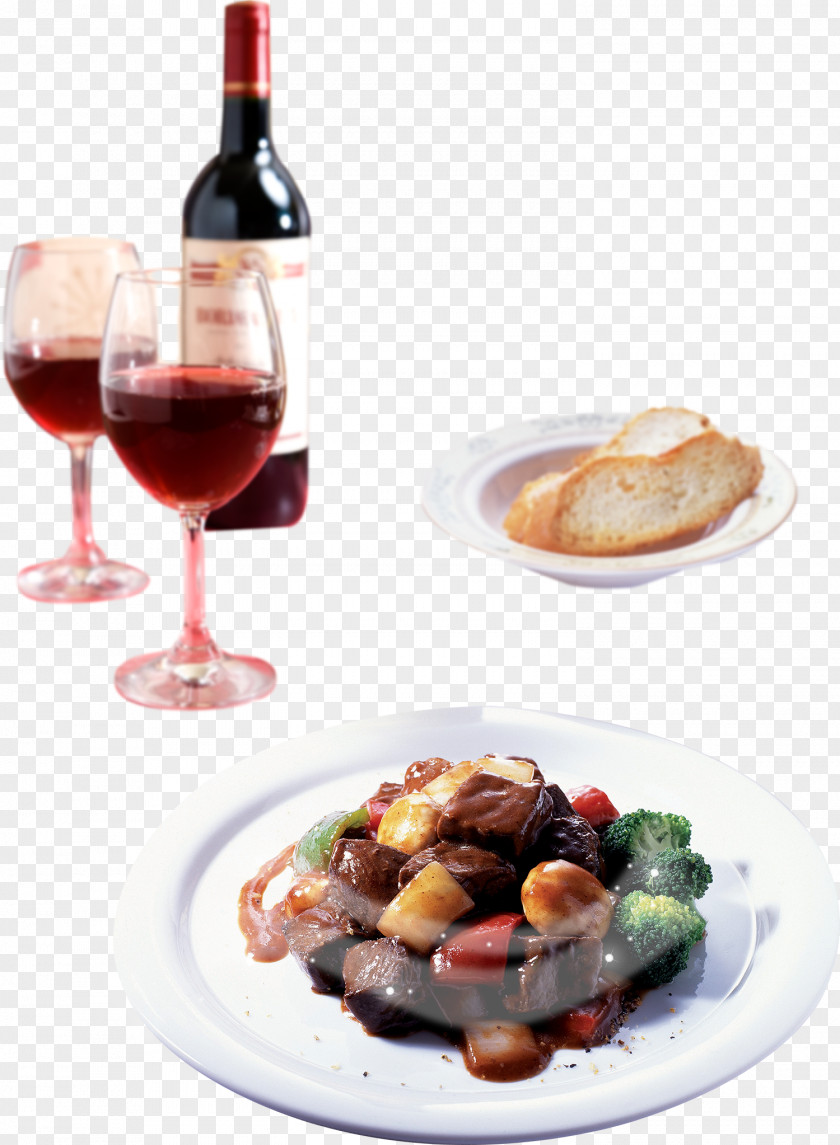 Red Wine Food Decoration Elements Chicken Curry European Cuisine Indian Bread PNG