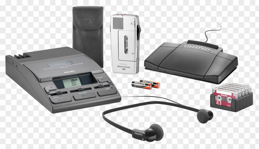 Dictation Machine Digital Transcription Dictaphone Accessories Philips LFH720 Black PNG