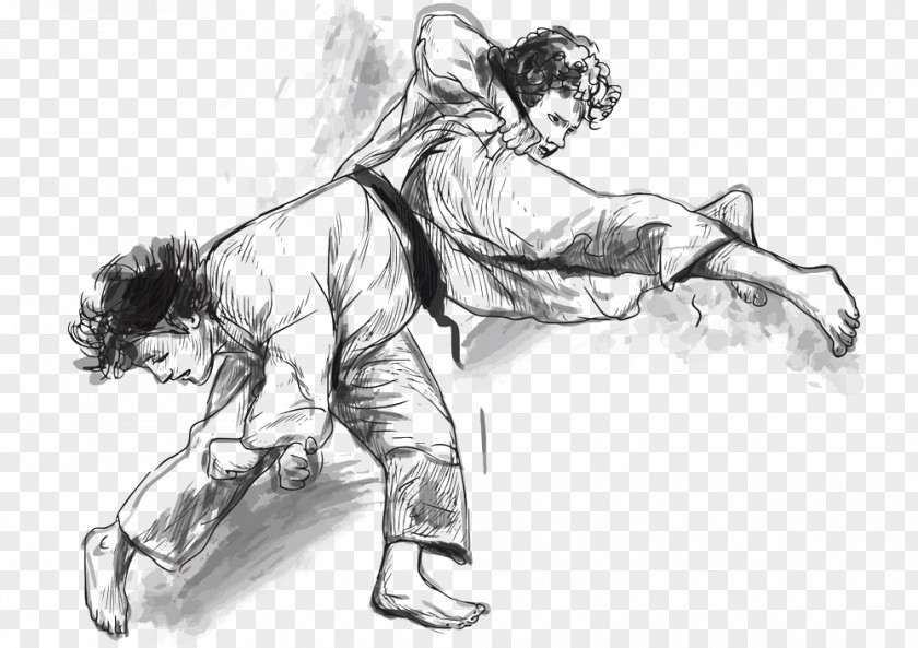 Hand-painted People Fighting Judo Martial Arts Royalty-free Stock Photography PNG
