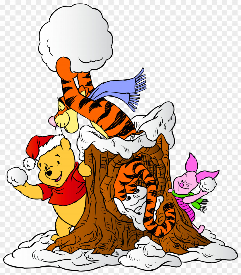 Winnie The Pooh And Friends With Snowballs Clip Art Image Piglet Winnie-the-Pooh Eeyore Tigger PNG