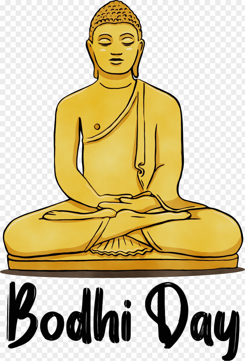 Yellow Meter Line Sitting Gautama Buddha PNG