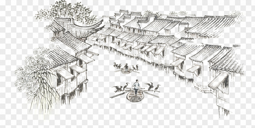 Ancient Town Play Scenery To Avoid Matting Wuzhen Jiangnan Icon PNG