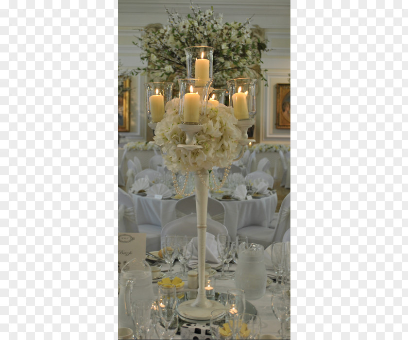 Candle Wine Glass Floral Design Chandelier Champagne Centrepiece PNG
