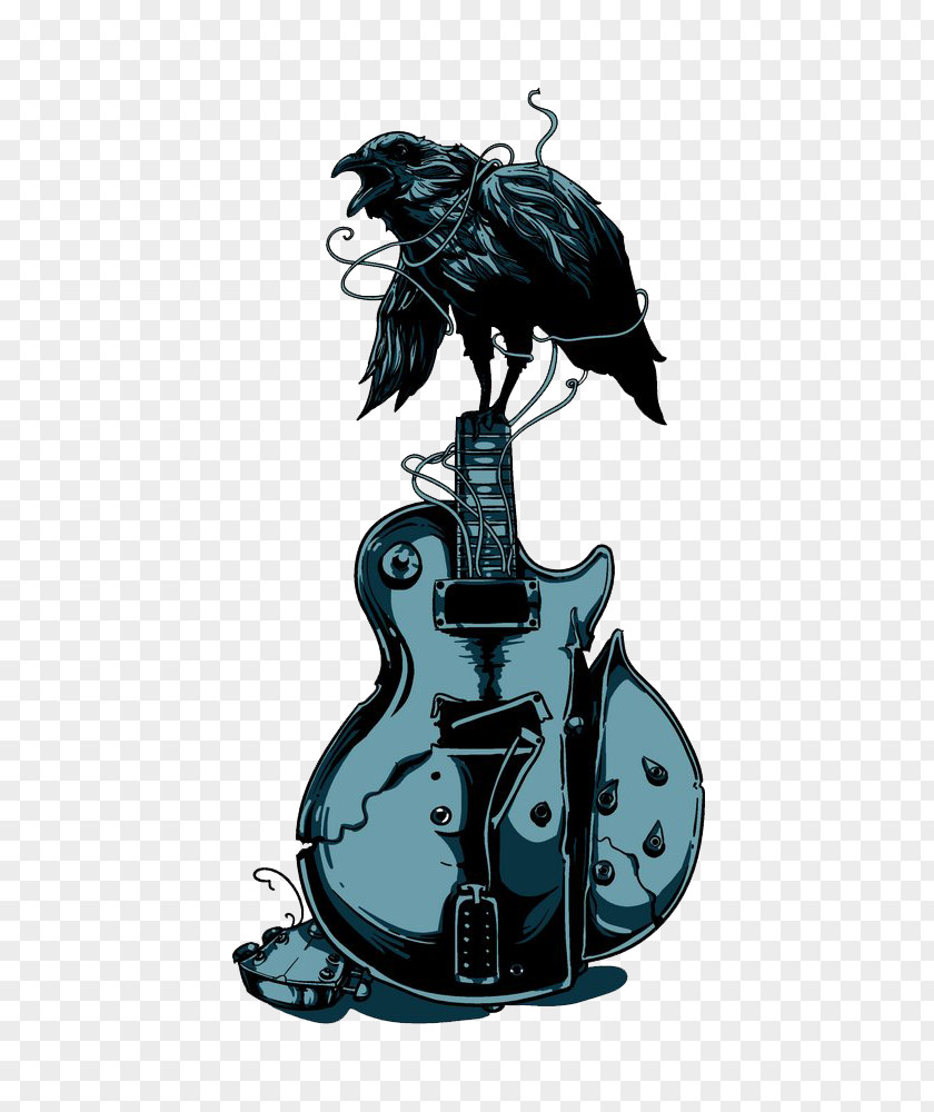 Crow And Guitar T-shirt Visual Arts Clip Art PNG