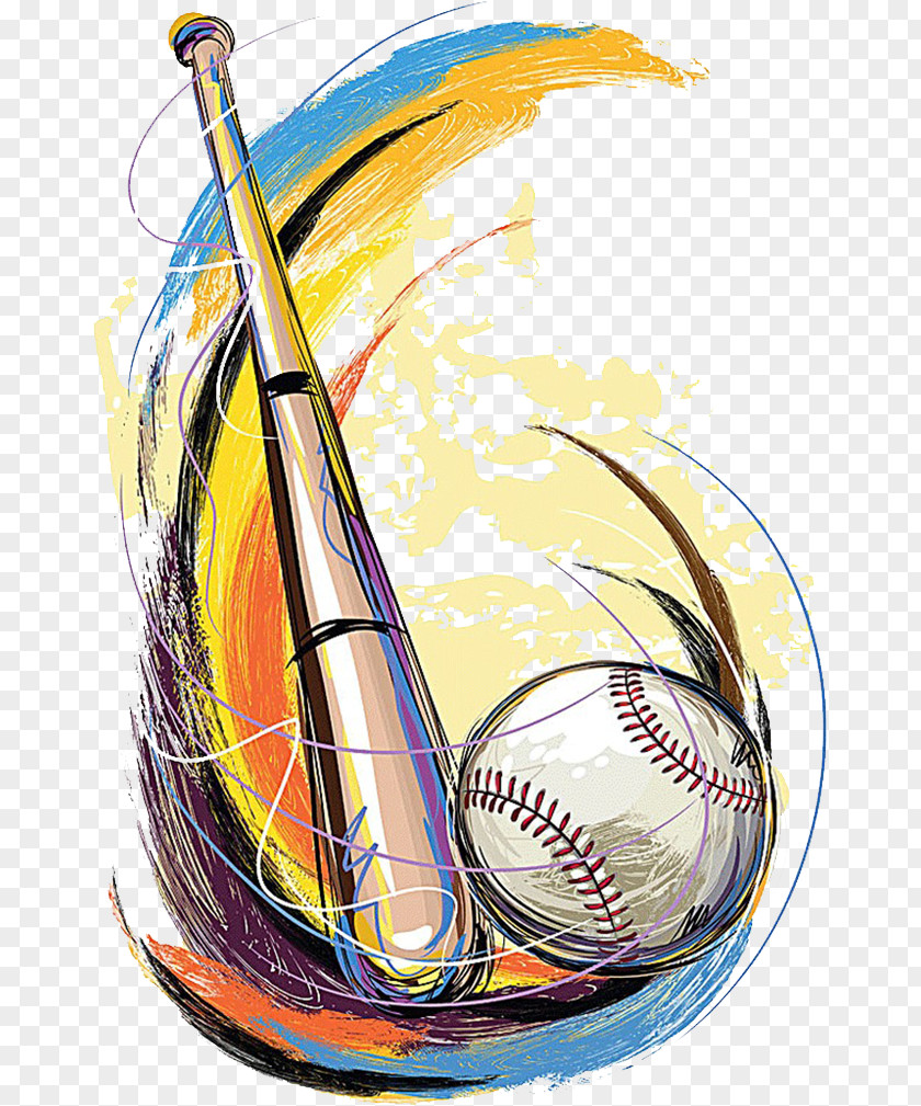 Hand-painted Cartoon Baseball Graphic Design PNG