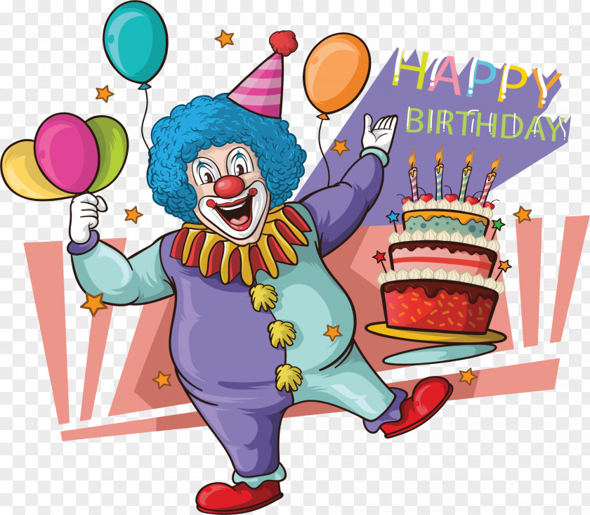 Clown Happy Birthday Card Cake PNG